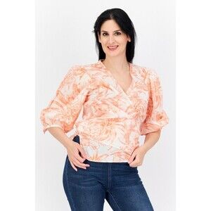 Tommy Hilfiger Pure Cotton Floral Printed Puff Sleeve Wrap Tie Waist Blouse XXL
